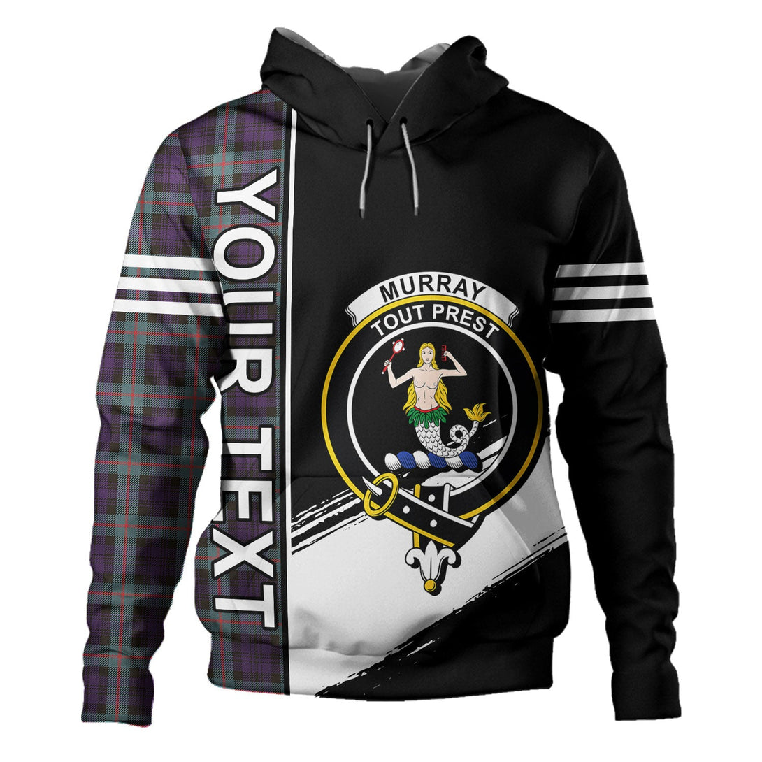 Murray Weathered Clan Badge Tartan Hoodie Quarter Style Personalized