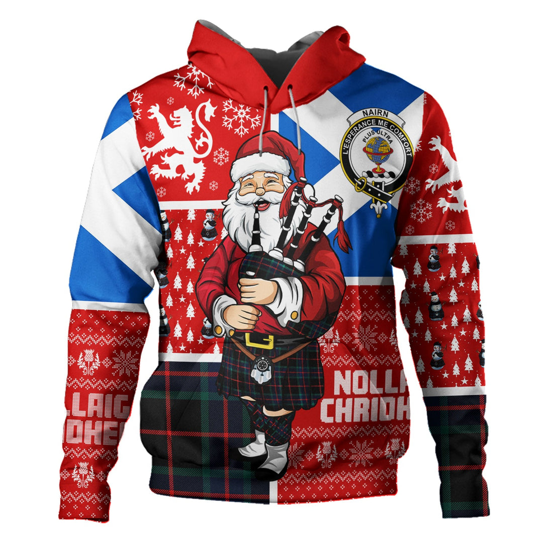 Nairn Modern Clan Badge Tartan Hoodie Scotland Christmas Santa