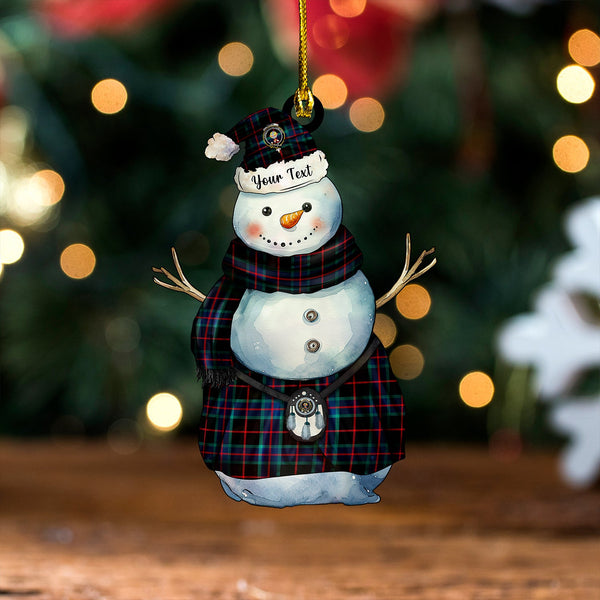 Nairn Modern Clan Badge Tartan Wood Acrylic Ornament Snowman Warrior Personalized