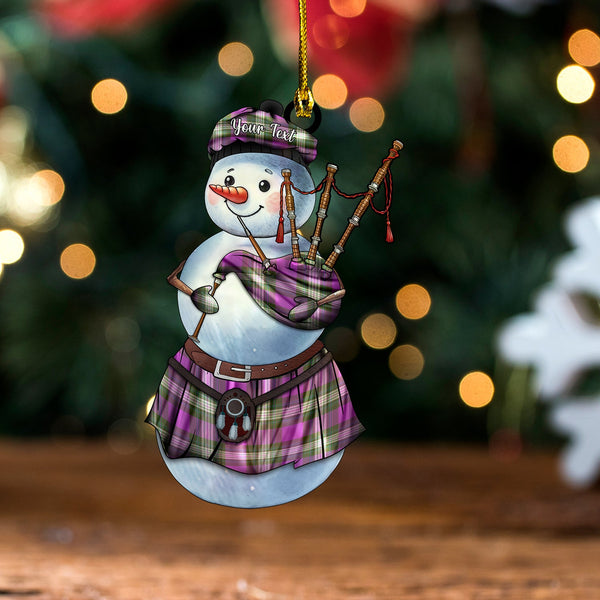 Nance 2 Ancient Tartan Wood Acrylic Ornament Snowman Bagpipe Personalized