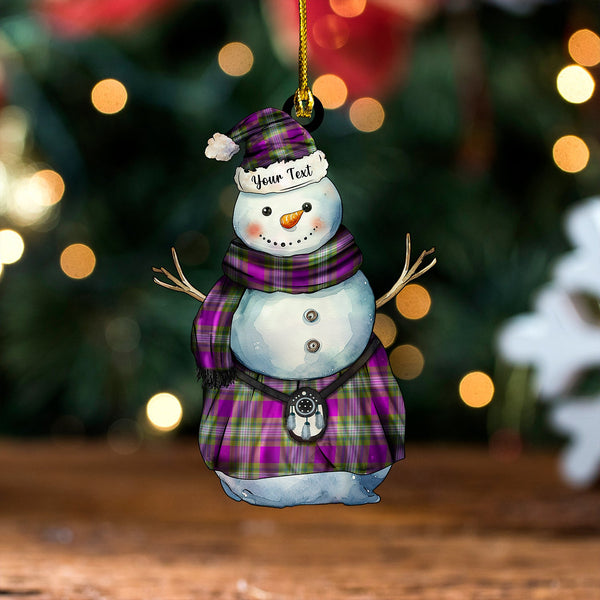 Nance 2 Modern Tartan Wood Acrylic Ornament Snowman Warrior Personalized