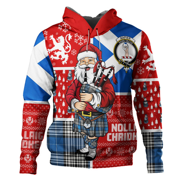 Napier Ancient Clan Badge Tartan Hoodie Scotland Christmas Santa