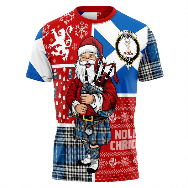 Napier Ancient Clan Badge Tartan T-Shirt Scotland Christmas Santa