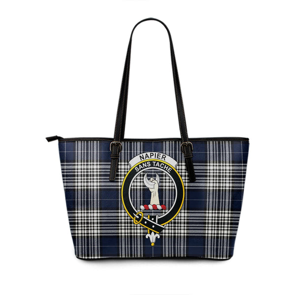 Napier Modern Clan Badge Tartan Leather Tote Bag