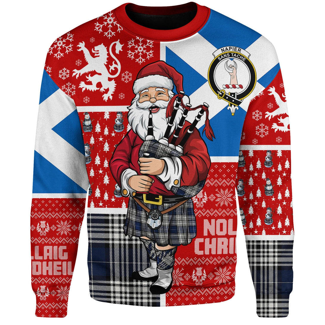 Napier Modern Clan Badge Tartan Sweatshirt Scotland Christmas Santa