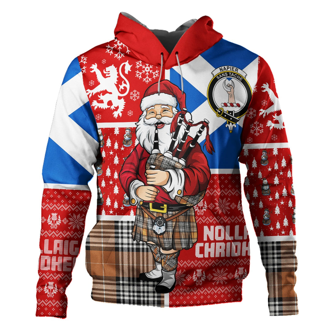 Napier Rose Modern Clan Badge Tartan Hoodie Scotland Christmas Santa