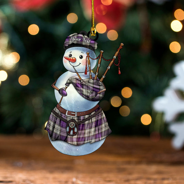 Napier Weathered Clan Badge Tartan Wood Acrylic Ornament Snowman Bagpipe Personalized