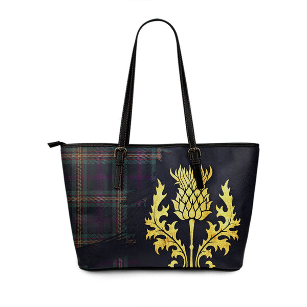 Nevoy Tartan Leather Tote Bag Thistle Oldest Style