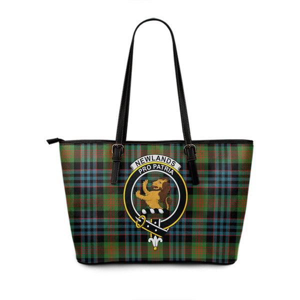 Newlands (Walker Newlands) Ancient Clan Badge Tartan Leather Tote Bag