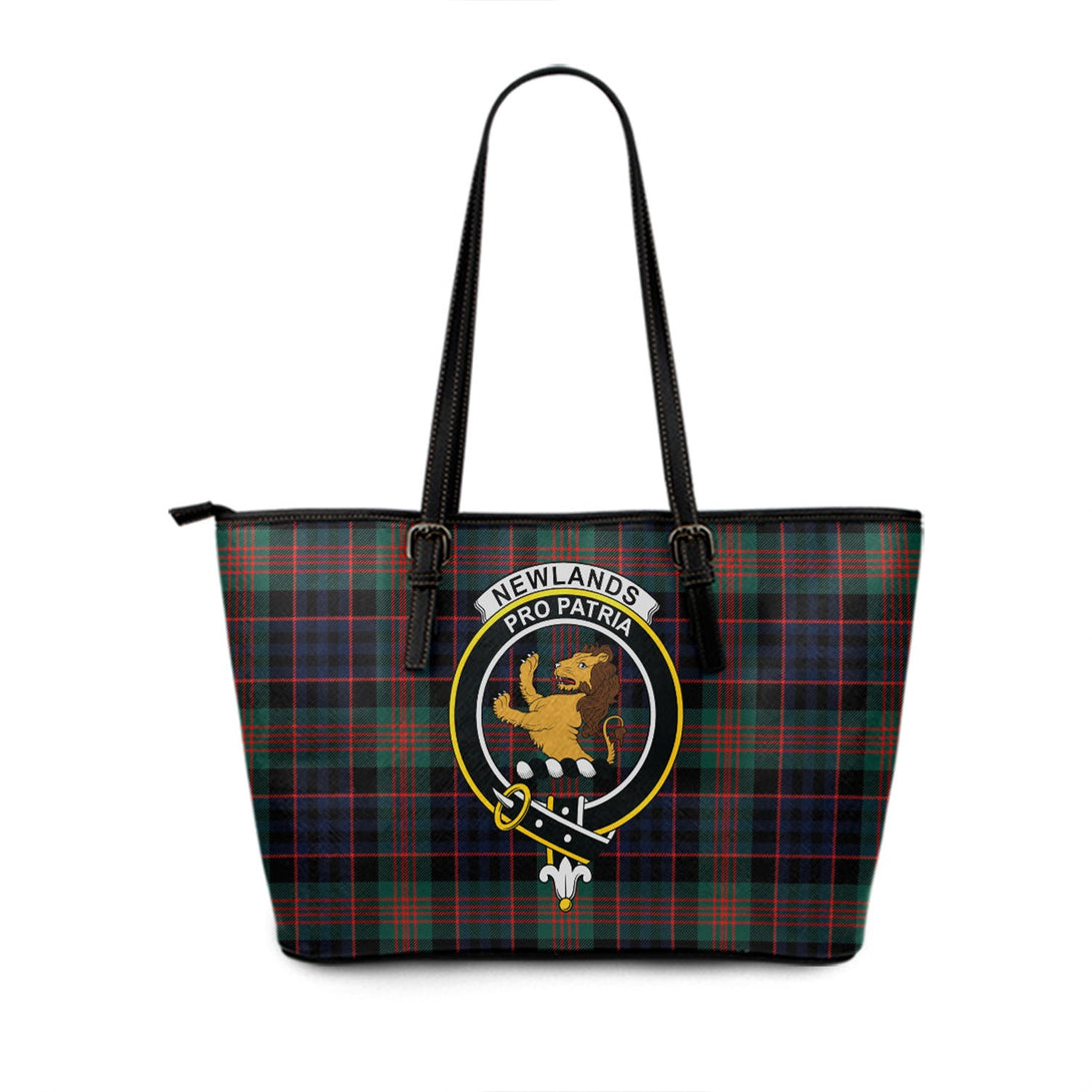 Newlands (Walker Newlands) Modern Clan Badge Tartan Leather Tote Bag