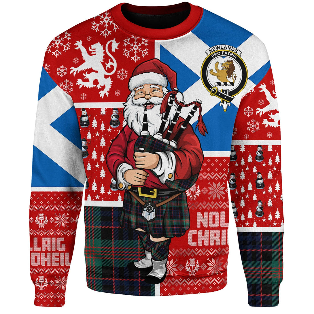 Newlands (Walker Newlands) Modern Clan Badge Tartan Sweatshirt Scotland Christmas Santa