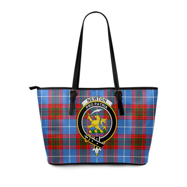 Newton Clan Badge Tartan Leather Tote Bag