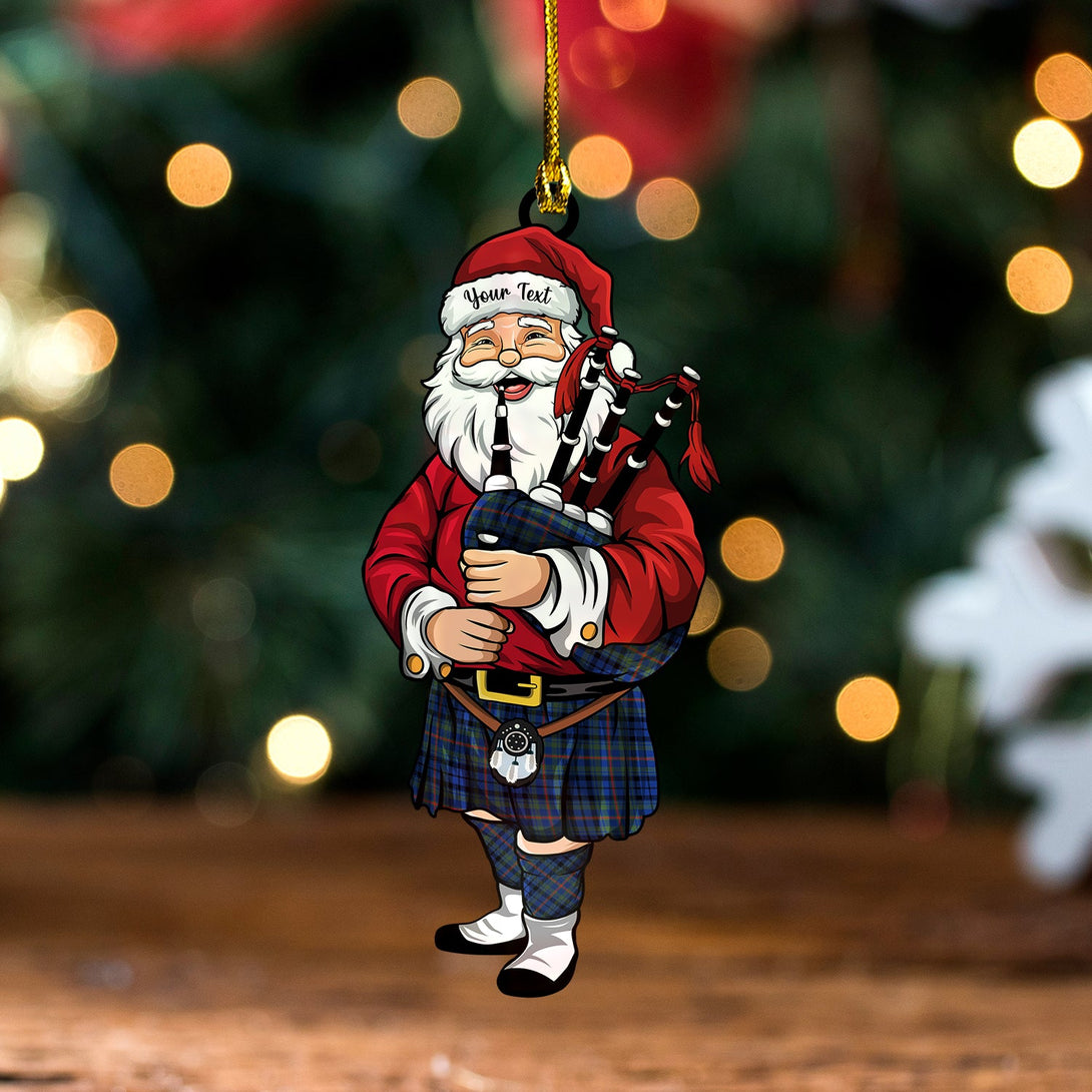 Nichol Modern Tartan Wood Acrylic Ornament Santa Personalized