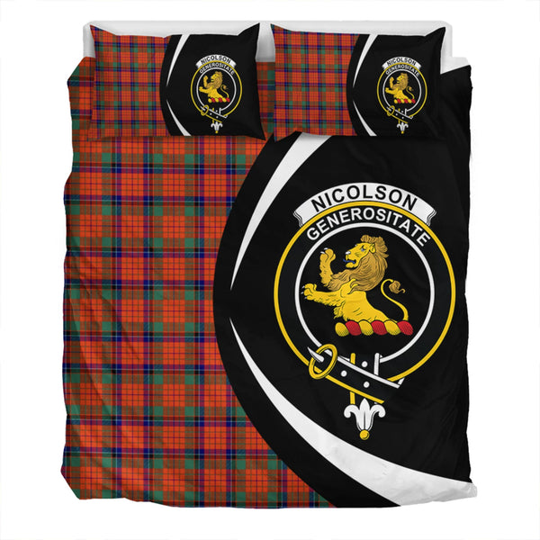 Nicolson Ancient Clan Badge Tartan Bedding Set Circle Style