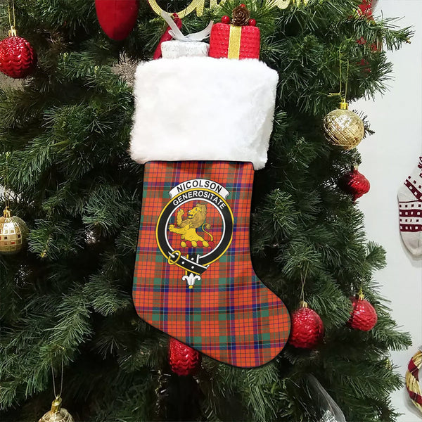 Nicolson Ancient Clan Badge Tartan Christmas Stocking