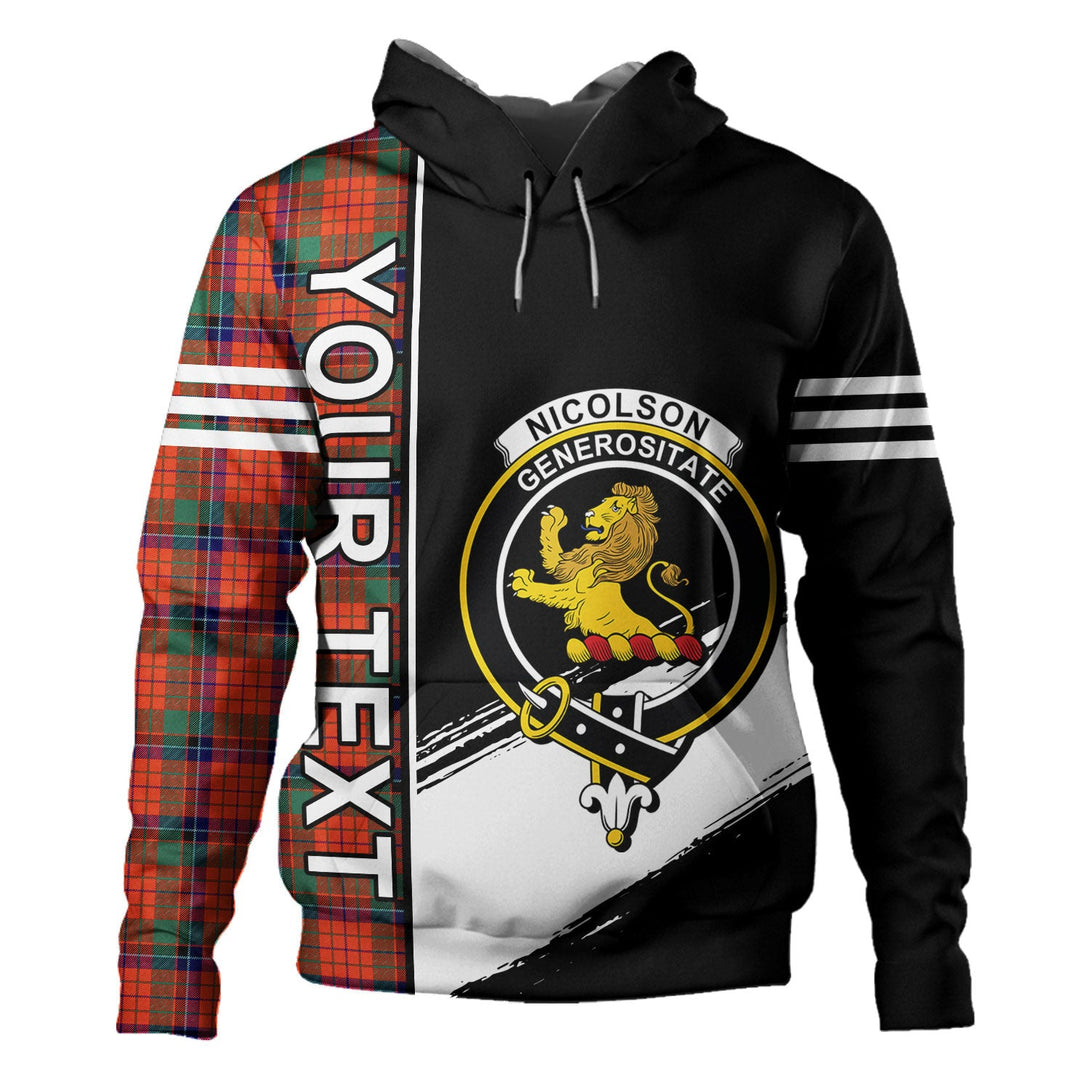 Nicolson Ancient Clan Badge Tartan Hoodie Quarter Style Personalized