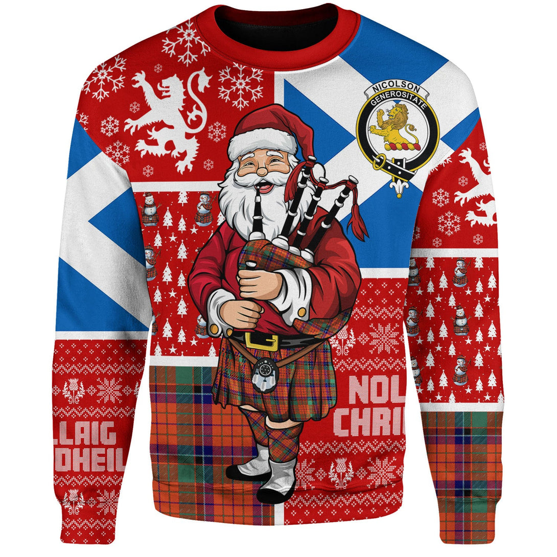 Nicolson Ancient Clan Badge Tartan Sweatshirt Scotland Christmas Santa