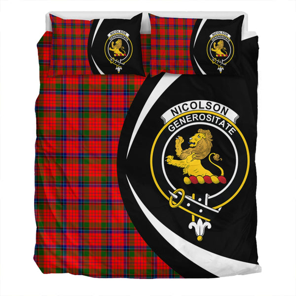 Nicolson Modern Clan Badge Tartan Bedding Set Circle Style