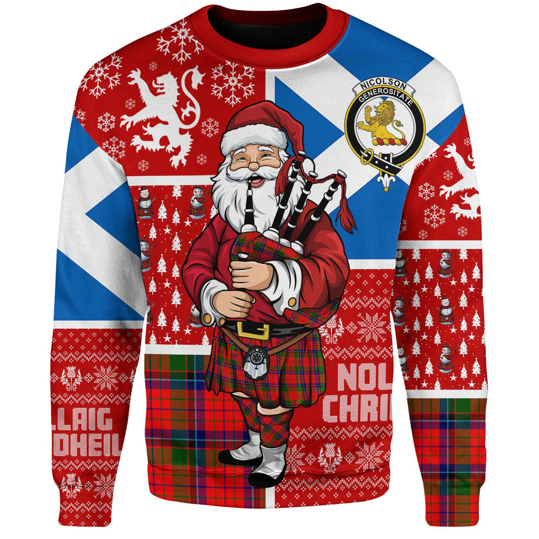 Nicolson Modern Clan Badge Tartan Sweatshirt Scotland Christmas Santa