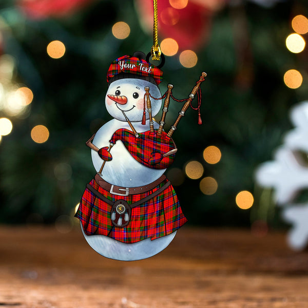 Nicolson Modern Clan Badge Tartan Wood Acrylic Ornament Snowman Bagpipe Personalized