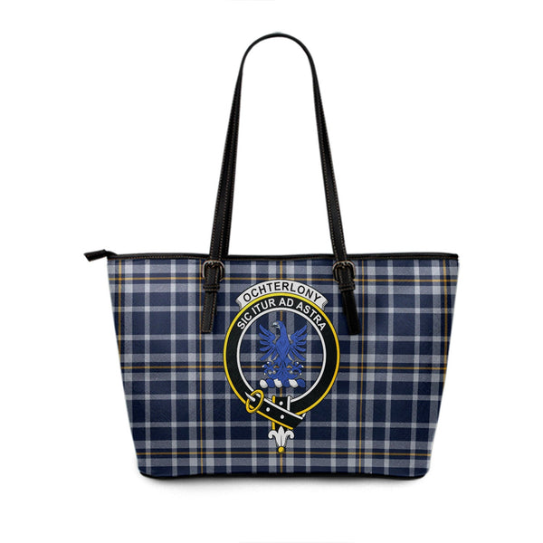 Ochterlony (Auchterlony) Modern Clan Badge Tartan Leather Tote Bag