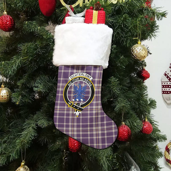 Ochterlony (Auchterlony) Weathered Clan Badge Tartan Christmas Stocking