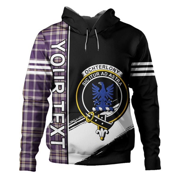 Ochterlony (Auchterlony) Weathered Clan Badge Tartan Hoodie Quarter Style Personalized