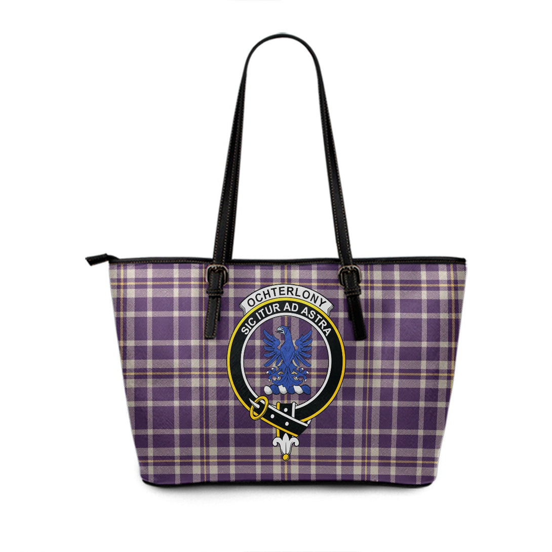 Ochterlony (Auchterlony) Weathered Clan Badge Tartan Leather Tote Bag