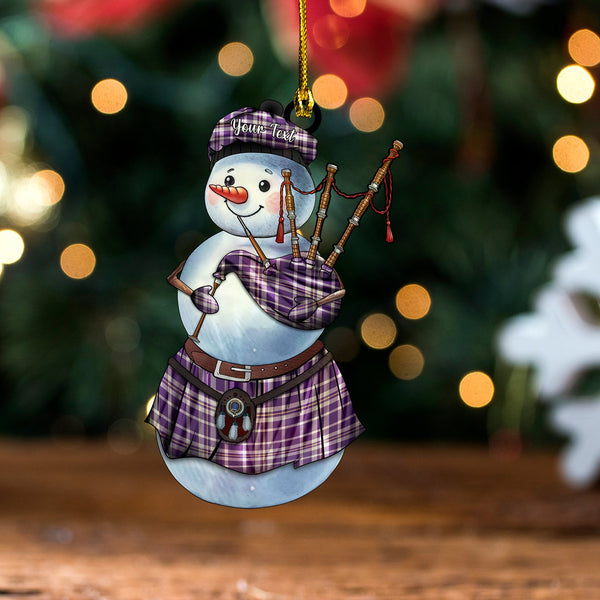 Ochterlony (Auchterlony) Weathered Clan Badge Tartan Wood Acrylic Ornament Snowman Bagpipe Personalized