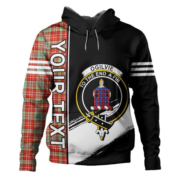 Ogilvie Ancient Clan Badge Tartan Hoodie Quarter Style Personalized