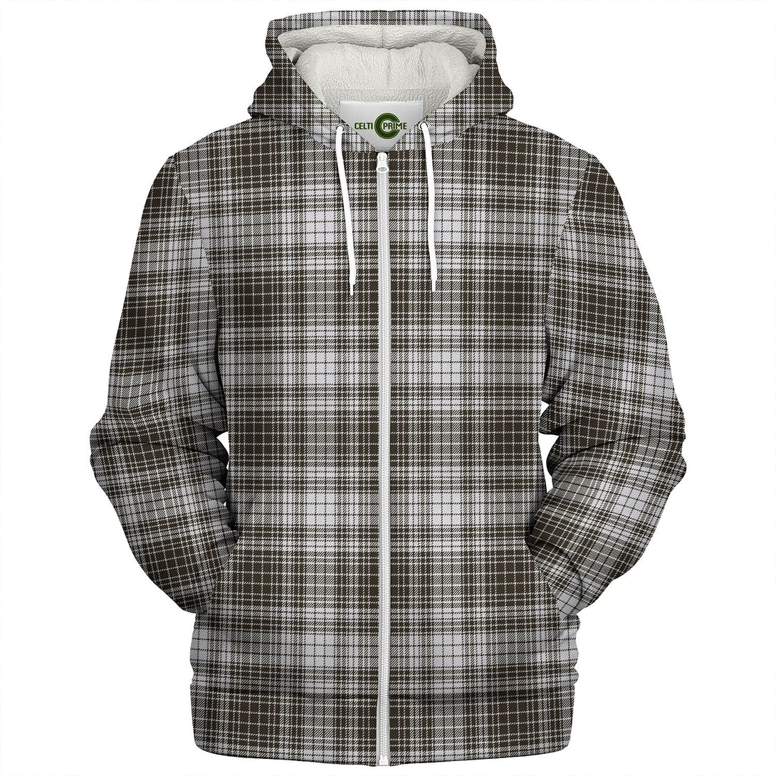 Ogilvie Black - White Weathered Tartan Sherpa Hoodie