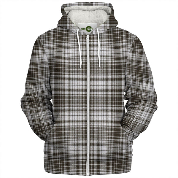 Ogilvie Black - White Weathered Tartan Sherpa Hoodie