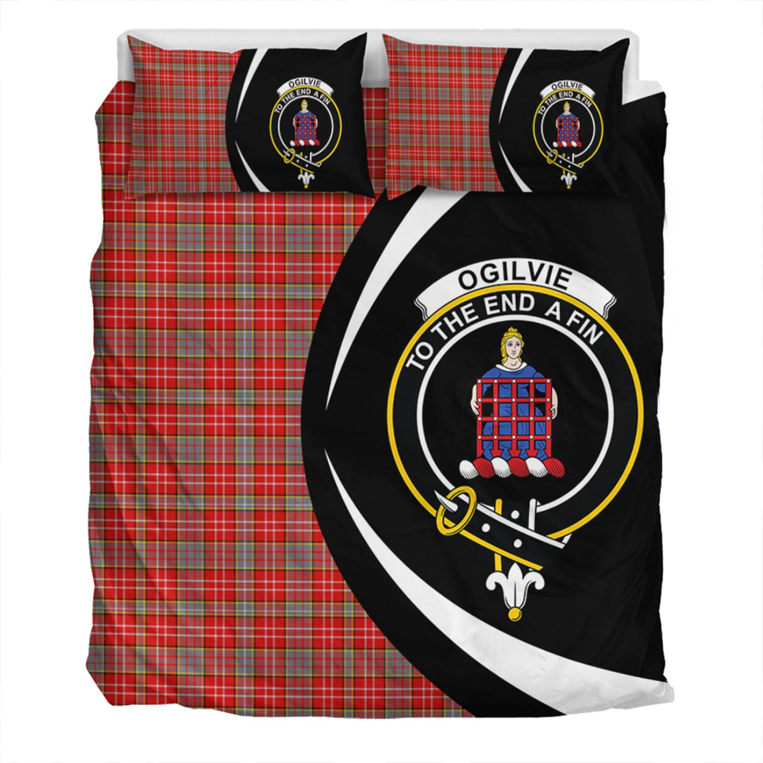 Ogilvie Modern Clan Badge Tartan Bedding Set Circle Style