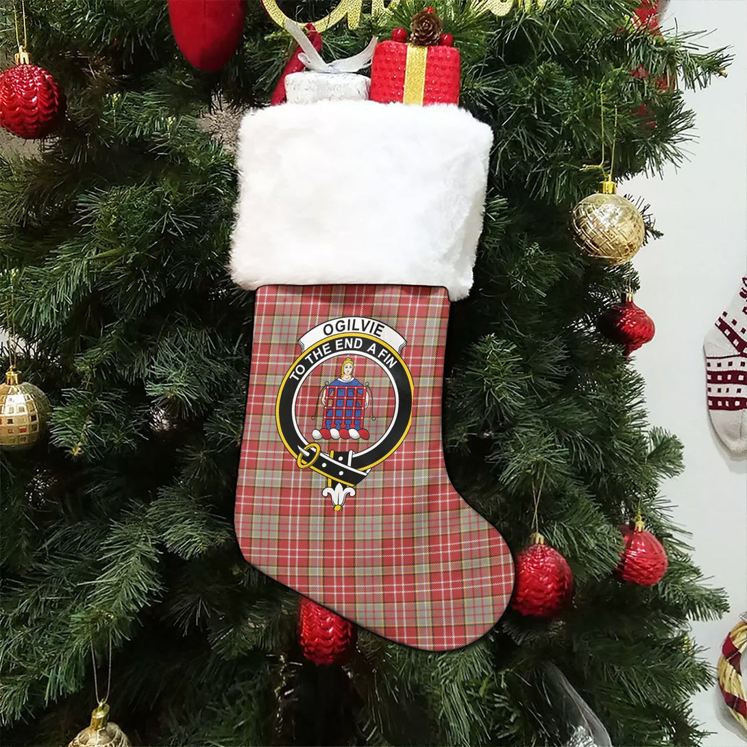 Ogilvie Weathered Clan Badge Tartan Christmas Stocking