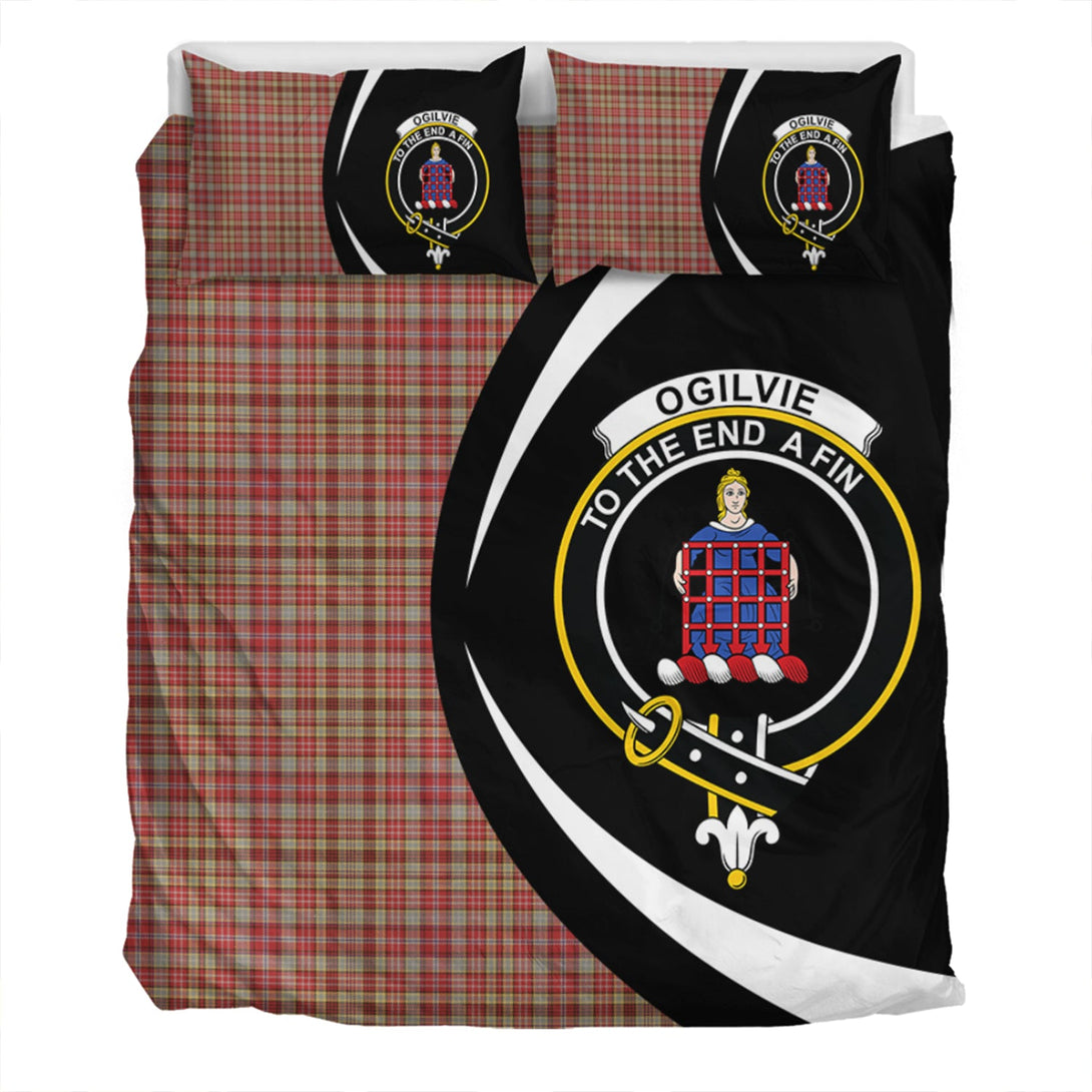 Ogilvie of Airlie Weathered Clan Badge Tartan Bedding Set Circle Style