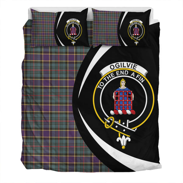 Ogilvie of Inverarity (Wilson) Weathered Clan Badge Tartan Bedding Set Circle Style