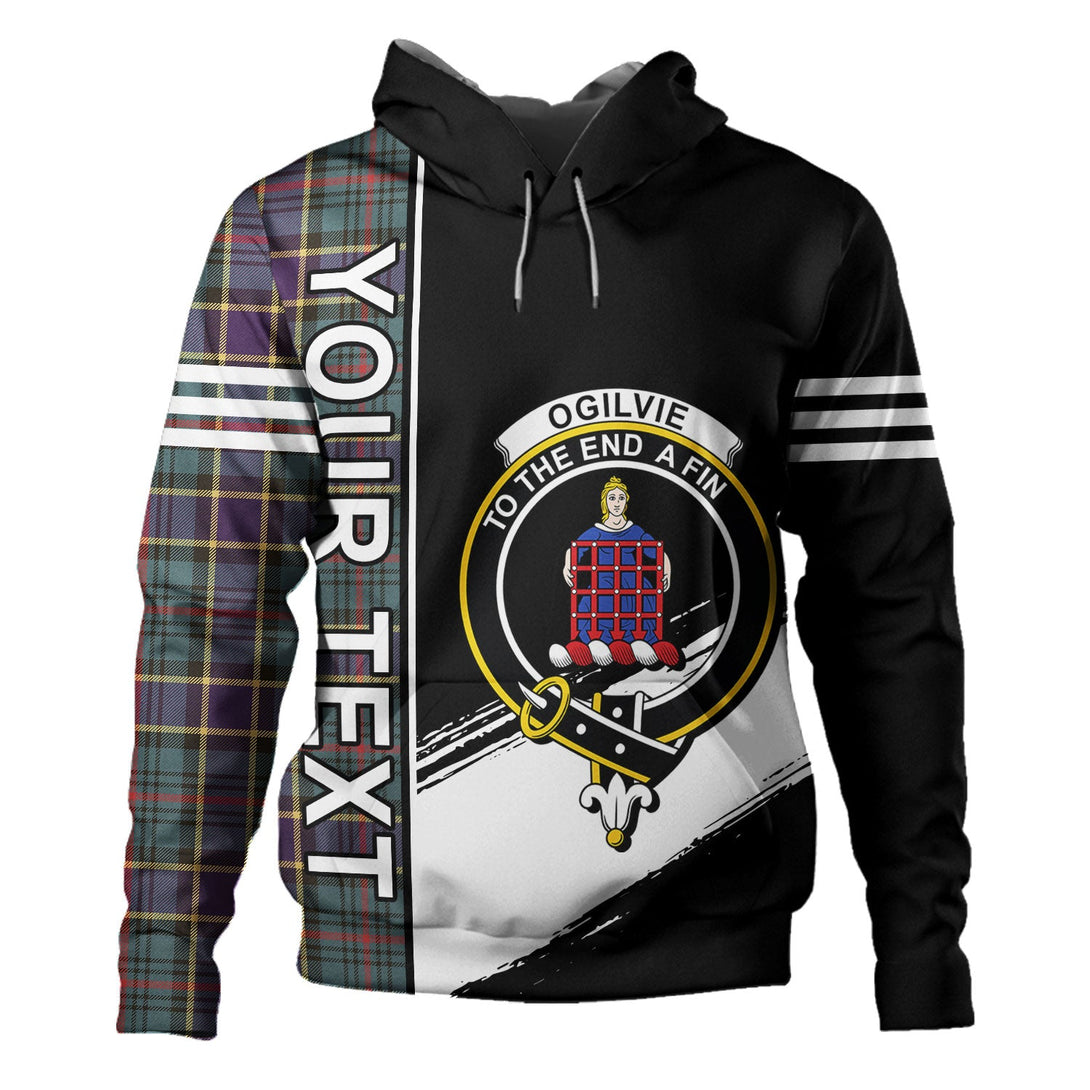 Ogilvie of Inverarity (Wilson) Weathered Clan Badge Tartan Hoodie Quarter Style Personalized