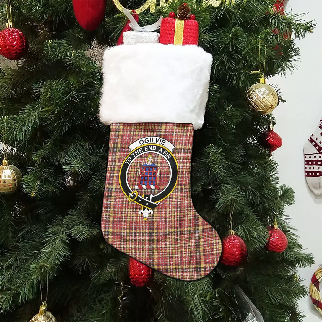 Ogilvie of Strathallan Weathered Clan Badge Tartan Christmas Stocking