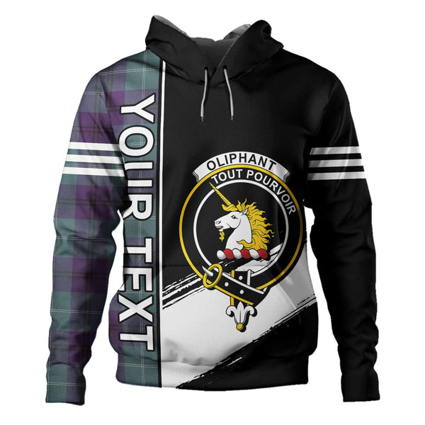 Oliphant Weathered Clan Badge Tartan Hoodie Quarter Style Personalized