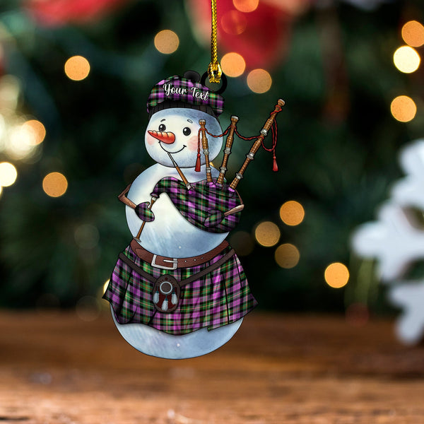 Paget (Padget) Ancient Tartan Wood Acrylic Ornament Snowman Bagpipe Personalized