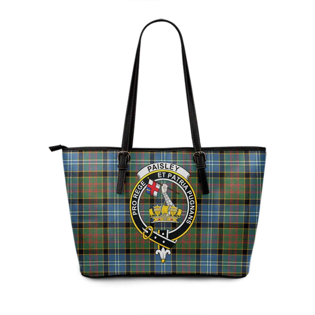 Paisley Drennan (Drennan Drennan) Ancient Clan Badge Tartan Leather Tote Bag