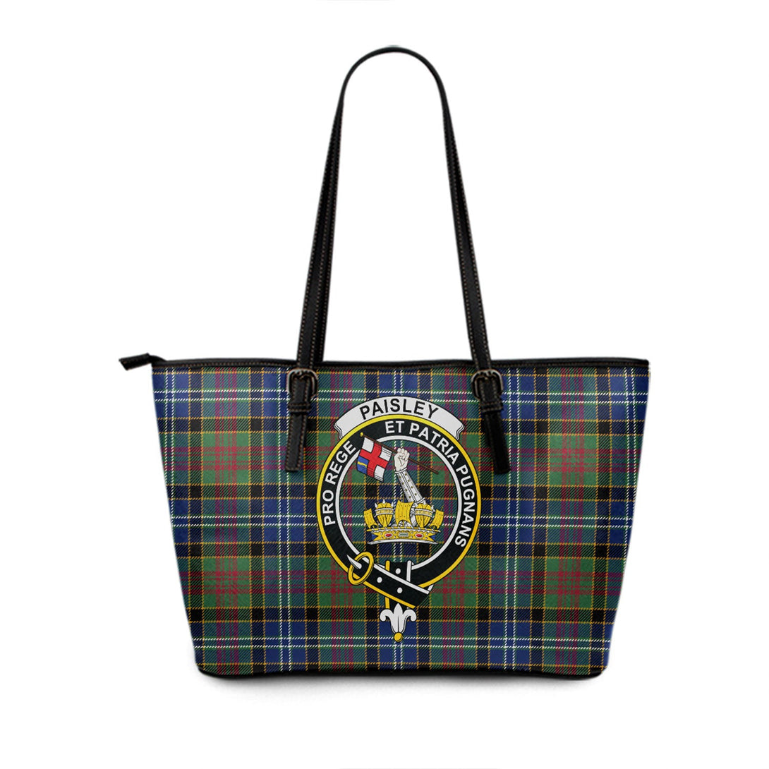 Paisley Drennan (Drennan Drennan) Modern Clan Badge Tartan Leather Tote Bag