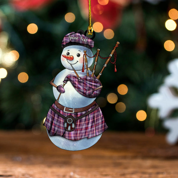 Parker USA Weathered Tartan Wood Acrylic Ornament Snowman Bagpipe Personalized