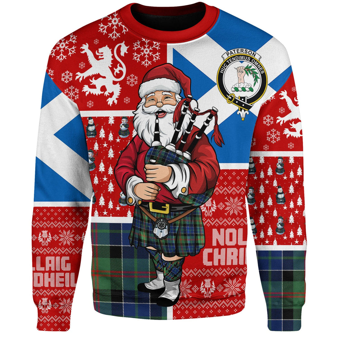 Paterson Modern Clan Badge Tartan Sweatshirt Scotland Christmas Santa