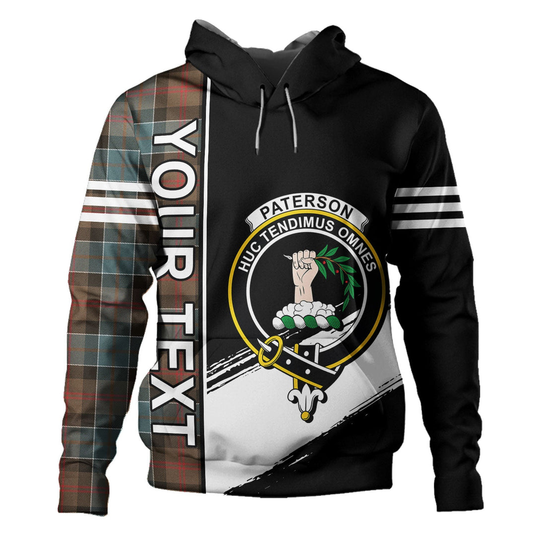 Paterson Weathered Clan Badge Tartan Hoodie Quarter Style Personalized