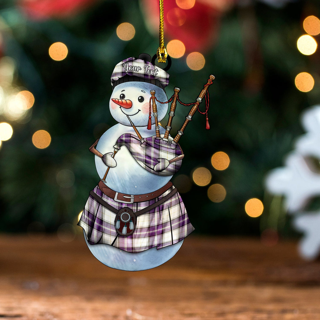 Payne Dress Weathered Tartan Wood Acrylic Ornament Snowman Bagpipe Personalized