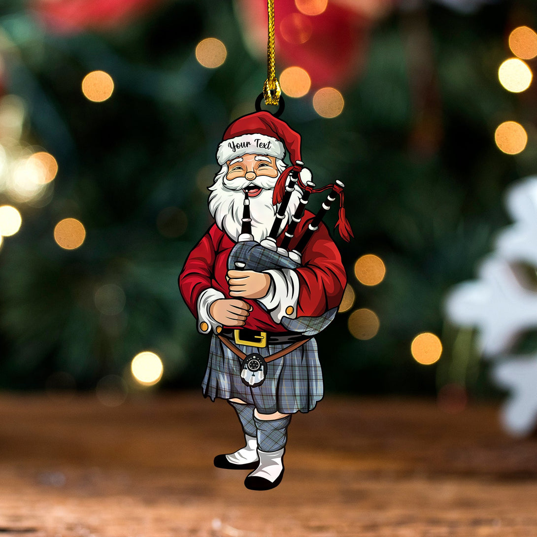 Payne Weathered Tartan Wood Acrylic Ornament Santa Personalized