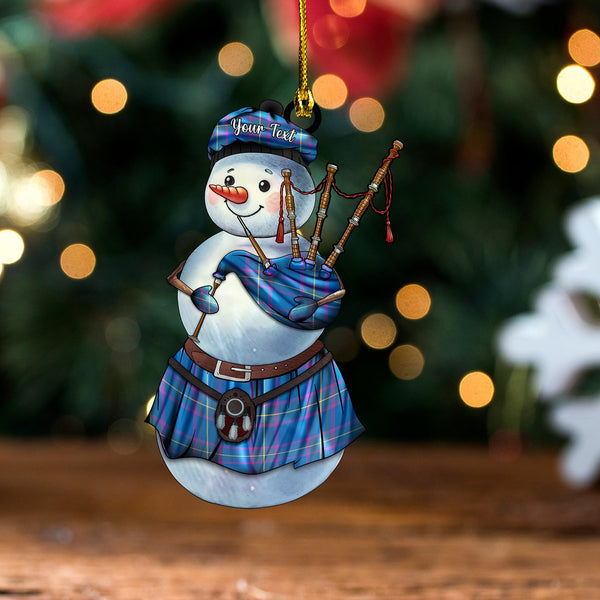 Peacock Samantha (Paucok Samantha) Ancient Tartan Wood Acrylic Ornament Snowman Bagpipe Personalized