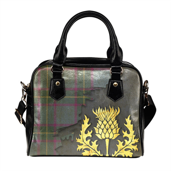 Peacock Samantha (Paucok Samantha) Weathered Tartan Shoulder Handbag Thistle Oldest Style