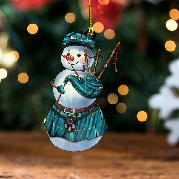 Pearson Ancient Tartan Wood Acrylic Ornament Snowman Bagpipe Personalized